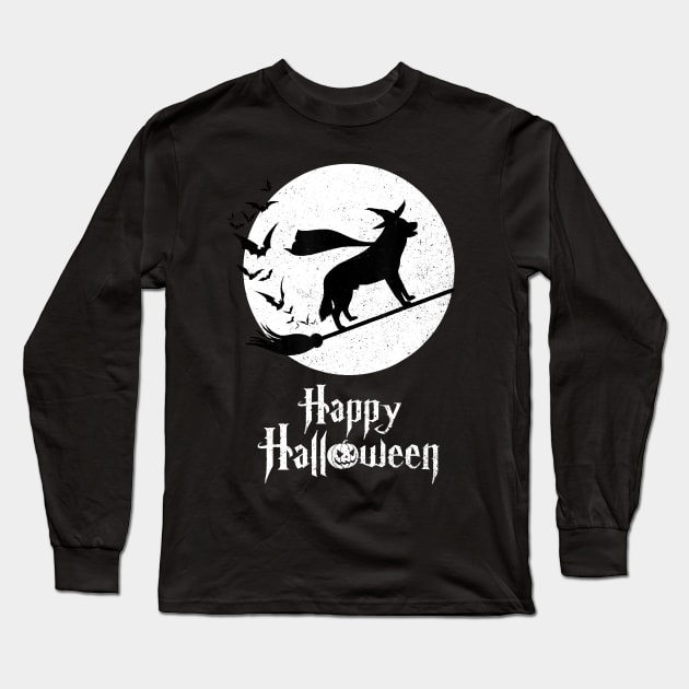 Funny Halloween Costume Witch SIBERIAN HUSKY Dog Lover Long Sleeve T-Shirt by JaydeMargulies